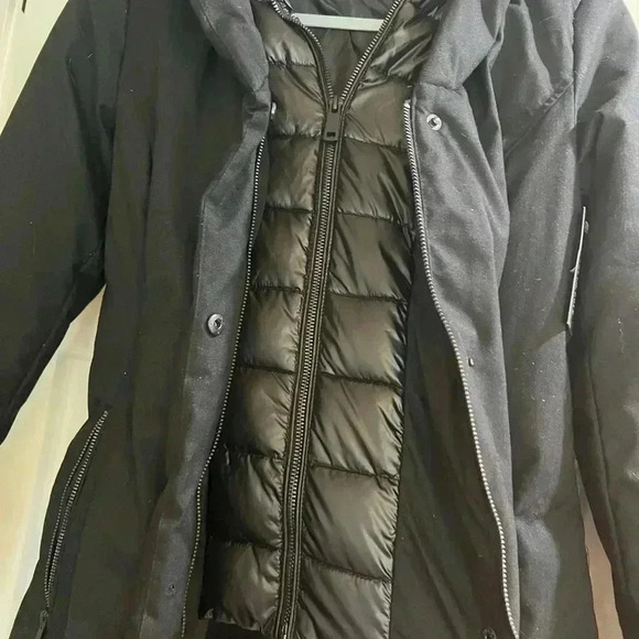 Kenneth Cole Womens Brushed Twill Hooded Black Coat Size XSmall B9315 - Picture 8 of 14